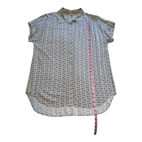 Jane & Delancey White & Black Bicycle Print Short Sleeve Button Down Blouse - XL - Picture 8 of 10